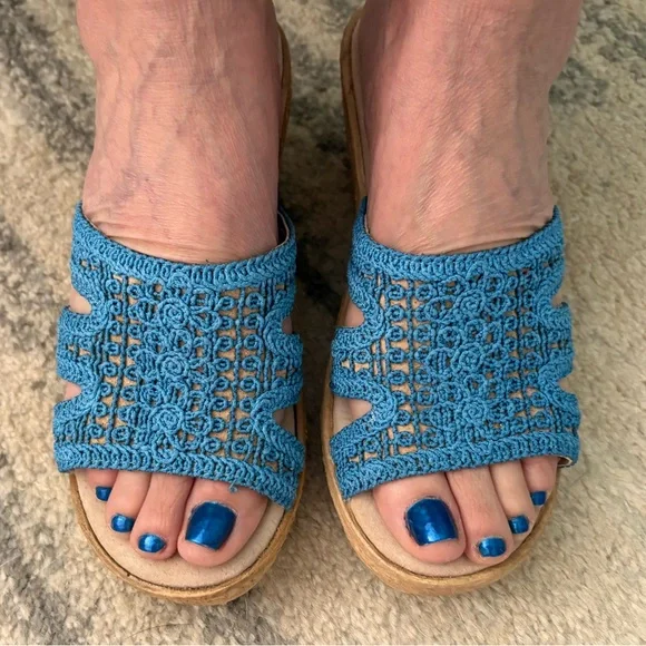 🎾Sbicca Blue Crochet Mules - Picture 7 of 9